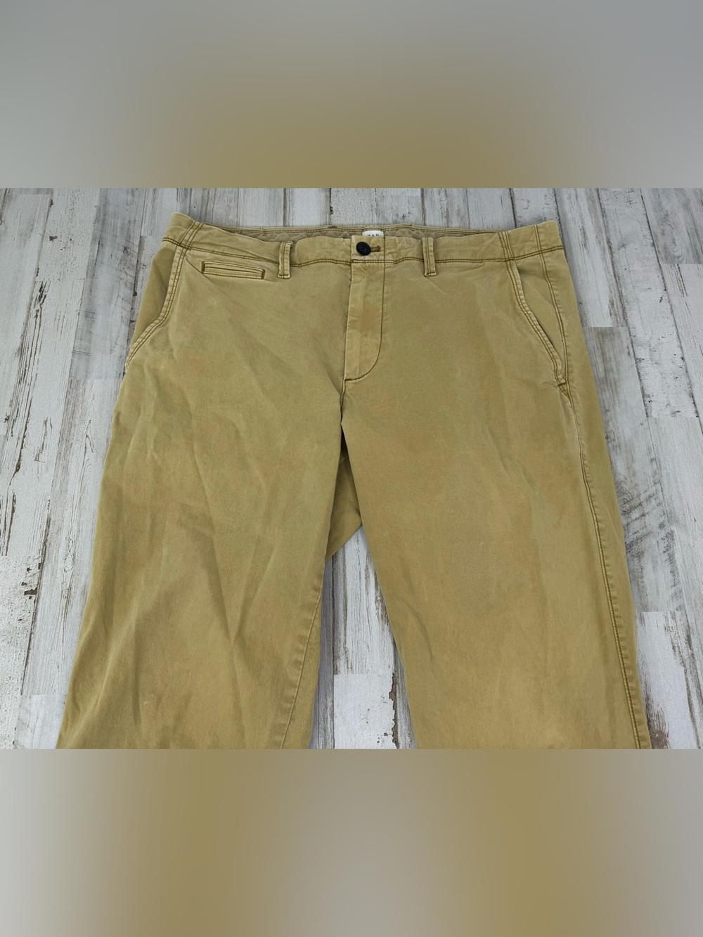 Gap Mens Slim Leg Pants Khaki Tab Size 36x33.5 Button Zip Close - Picture 2 of 11
